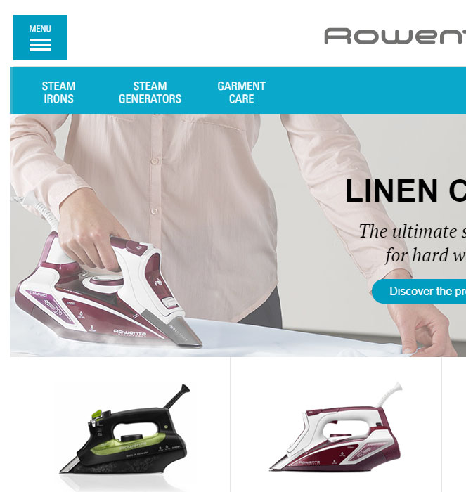 Rowenta UK website laptop visual