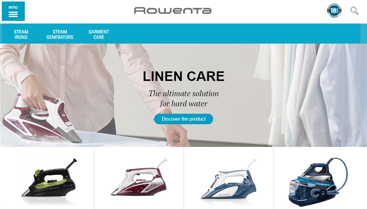 Rowenta UK website laptop visual